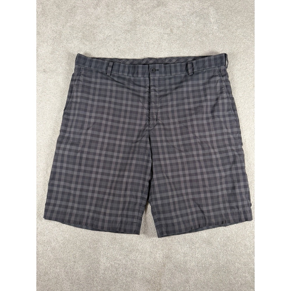 Nike Dri-FIT Golf Shorts Mens 40 Black Gray Plaid 11" Inseam Athletic Old Money